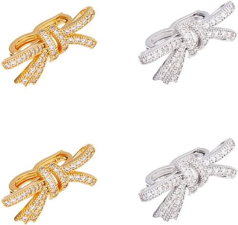 SUPERFINDINGS 4Pcs 2 Colors 14K Brass Necklace Shortener Clasp Bowknot Shortener Enhancer Clasp Rhinestone Fold Over Clasps Push Clasp with Secure Lock Connector for Pearl Necklace Bridal Wedding in Saudi Arabia