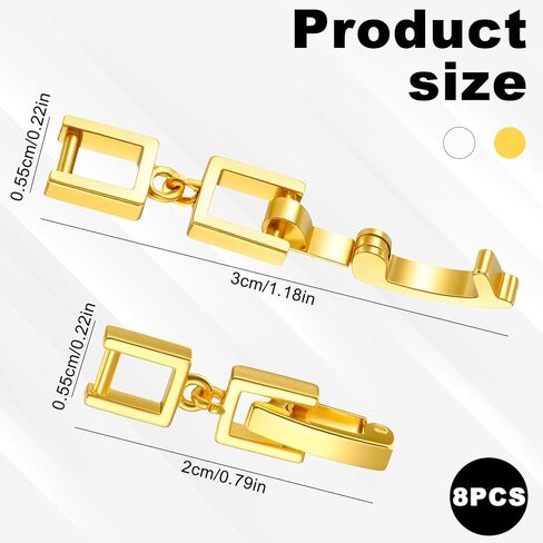 8PCS Foldover Bracelet Extender with Folding Clasp, Silver Gold Necklace Extender Clasp, Jewelry Extensions Chain for Necklaces Bracelets Anklets Watch Straps Jewelry Making DIY Handicrafts Repair in Saudi Arabia