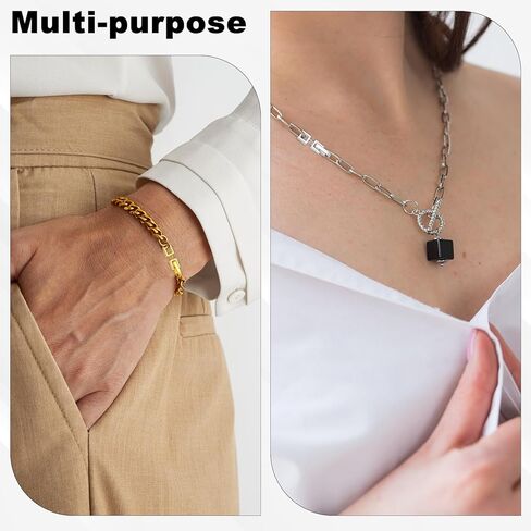 8PCS Foldover Bracelet Extender with Folding Clasp, Silver Gold Necklace Extender Clasp, Jewelry Extensions Chain for Necklaces Bracelets Anklets Watch Straps Jewelry Making DIY Handicrafts Repair in Saudi Arabia