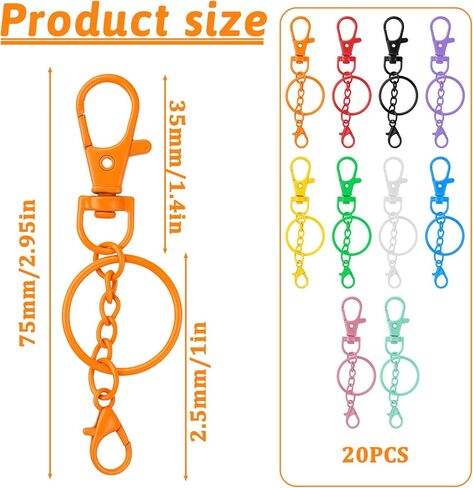 20 Pcs Colorful Swivel Snap Hook Metal Lobster Claw Clasps Keychain with Key Rings 10 Colors Key Chain Clip Hooks Lobster Clasp Swivel Clips for Keychain DIY Crafts Jewelry Making in Saudi Arabia