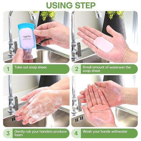 200 قطعة من أوراق الصابون الورقية المحمولة من فانسيو، صابون يدوي رغوي للسفر، رقائق صابون معطرة صغيرة للاستعمال مرة واحدة، صديقة للبشرة ولا تجفف اليدين للاستخدام في الهواء الطلق، والتخييم والمشي لمسافات طويلة in Kuwait