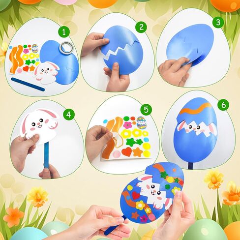 مجموعة Cinrobiye 24 مجموعة من أدوات عيد الفصح الحرفية، زخارف أرنب بيضة فرخ أرنب DIY مع ملصقات، اصنع حرف عيد الفصح الخاصة بك لمرحلة ما قبل المدرسة وهدايا حفلات الربيع والأنشطة الفنية in Saudi Arabia