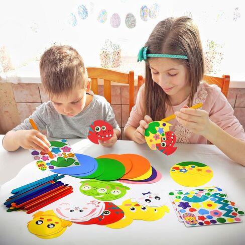 مجموعة Cinrobiye 24 مجموعة من أدوات عيد الفصح الحرفية، زخارف أرنب بيضة فرخ أرنب DIY مع ملصقات، اصنع حرف عيد الفصح الخاصة بك لمرحلة ما قبل المدرسة وهدايا حفلات الربيع والأنشطة الفنية in Saudi Arabia