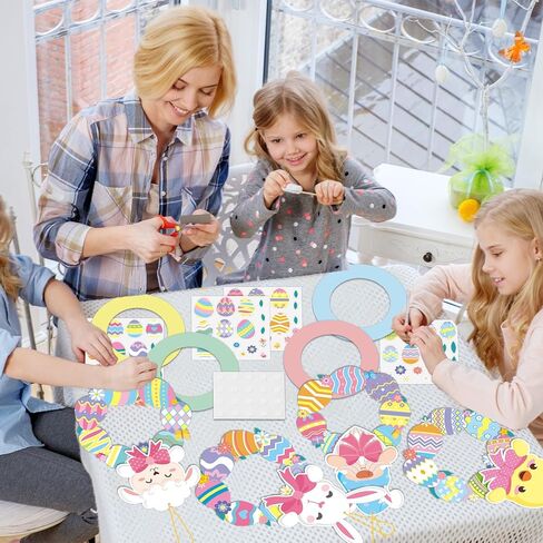 24 مجموعة من زينة إكليل عيد الفصح DIY إكليل عيد الفصح للأطفال أرنب فرخ خروف قزم قطع ورقية وملصقات زينة عيد الفصح المعلقة هدايا مشروع فني للمدرسة والفصول الدراسية والنشاط المنزلي in Saudi Arabia