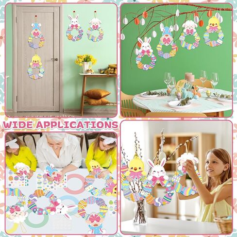 24 مجموعة من زينة إكليل عيد الفصح DIY إكليل عيد الفصح للأطفال أرنب فرخ خروف قزم قطع ورقية وملصقات زينة عيد الفصح المعلقة هدايا مشروع فني للمدرسة والفصول الدراسية والنشاط المنزلي in Saudi Arabia