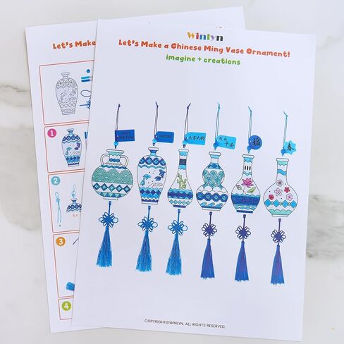 Winlyn 36 Sets Chinese New Year Decorations DIY Paintable Blue and White Ming Vase Ornaments Craft Kits for Kids Asian Lunar New Year 2026 Horse Year Classroom Activities Party Favors Gift Exchange in Saudi Arabia