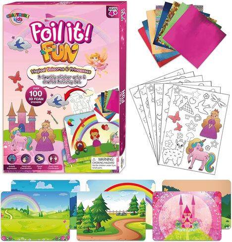 مجموعة Foil It Fun Art - مجموعة حرفية للأميرة السحرية ووحيد القرن | فن الفويل اللامع للأطفال من عمر 4 إلى 8 سنوات | متعة خالية من الفوضى وخالية من الشاشة للإبداع والثقة والمهارات الحركية الدقيقة in Saudi Arabia