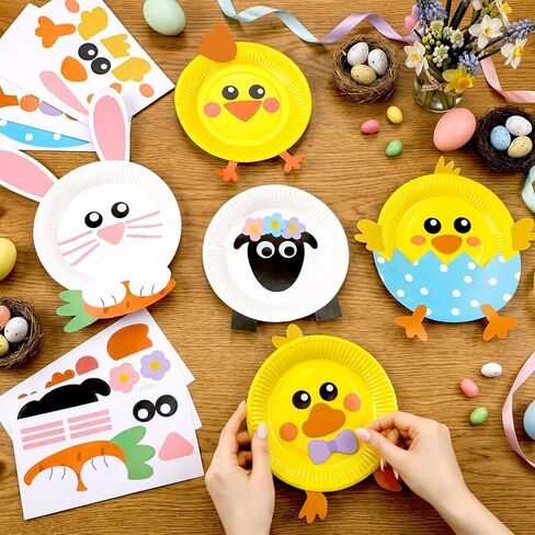 Motipuns 24 مجموعة من لوحات عيد الفصح الفنية والحرفية لحيوانات عيد الفصح مع ملصقات ربيع عيد الفصح أرنب أرنب فرخ الأغنام اصنع هدية حرفية خاصة بك للأنشطة لوازم حفلات أعياد الميلاد in Saudi Arabia
