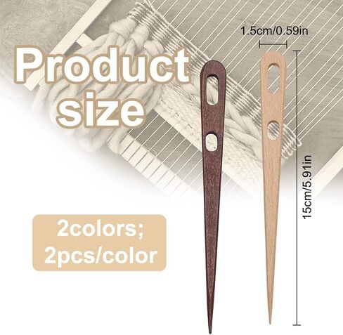 FREEBLOSS 4Pcs Beech Wood Nalbinding Needle Authentic Tradition Needle for Knotless Knitting Ergonomic Handcrafted Tool with Steel Tip Perfect for Wool Yarn&Historical Fiber Art 2 Colors in Saudi Arabia