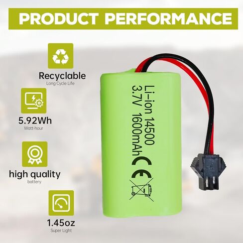 sea jump 2PCS 3.7V 1600mAh Li-ion Battery SM-2P Plug with USB Charging Cable for 9962 8837 Remote Control Toy Car, Engineering Vehicle, and Truck Backup Battery in Saudi Arabia