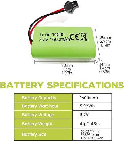 sea jump 2PCS 3.7V 1600mAh Li-ion Battery SM-2P Plug with USB Charging Cable for 9962 8837 Remote Control Toy Car, Engineering Vehicle, and Truck Backup Battery in Saudi Arabia