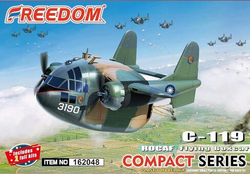 Freedom Model Kit, Compact Series, Taiwan Air Force C-119 Flying Box Car, Earth Camouflage, Plastic Model FRE162048 in Saudi Arabia