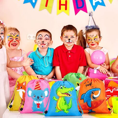 Shappy 24 Pack Drawstring Party Favors Bags Cartoon Animal Candy Goodie for Boys Birthday Kids Gift Return Girls Supplies in Saudi Arabia
