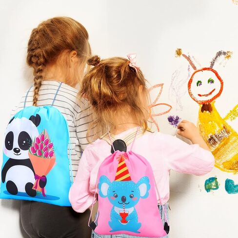 Shappy 24 Pack Drawstring Party Favors Bags Cartoon Animal Candy Goodie for Boys Birthday Kids Gift Return Girls Supplies in Saudi Arabia