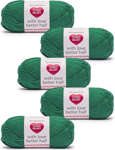 Red Heart with Love Better Half Hibiscus Yarn - 5 Pack of 100g/3.5oz - 50% Acrylic 50% Cotton - #4 Worsted (Medium) - 174 Yards - Knitting/Crochet in Kuwait