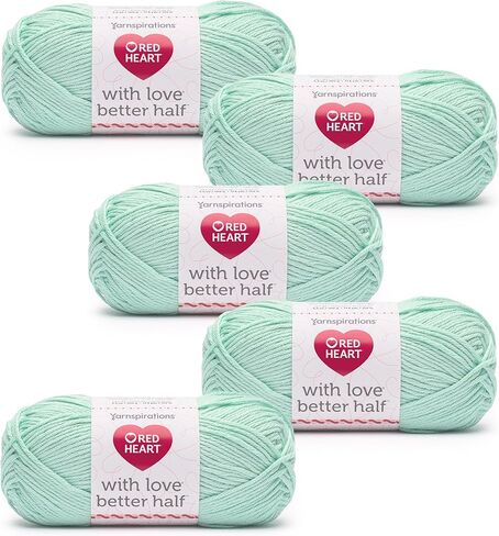 Red Heart with Love Better Half Hibiscus Yarn - 5 Pack of 100g/3.5oz - 50% Acrylic 50% Cotton - #4 Worsted (Medium) - 174 Yards - Knitting/Crochet in Kuwait