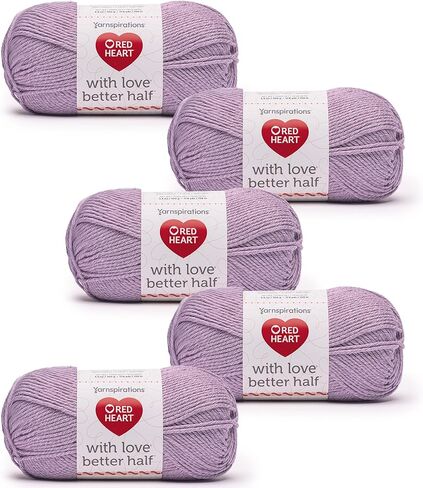 Red Heart with Love Better Half Hibiscus Yarn - 5 Pack of 100g/3.5oz - 50% Acrylic 50% Cotton - #4 Worsted (Medium) - 174 Yards - Knitting/Crochet in Kuwait