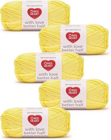 Red Heart with Love Better Half Hibiscus Yarn - 5 Pack of 100g/3.5oz - 50% Acrylic 50% Cotton - #4 Worsted (Medium) - 174 Yards - Knitting/Crochet in Kuwait