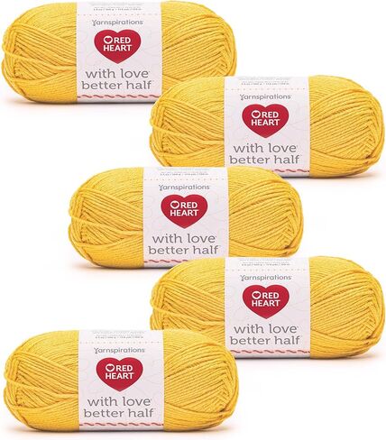 Red Heart with Love Better Half Hibiscus Yarn - 5 Pack of 100g/3.5oz - 50% Acrylic 50% Cotton - #4 Worsted (Medium) - 174 Yards - Knitting/Crochet in Kuwait