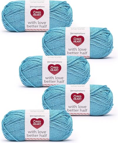 Red Heart with Love Better Half Hibiscus Yarn - 5 Pack of 100g/3.5oz - 50% Acrylic 50% Cotton - #4 Worsted (Medium) - 174 Yards - Knitting/Crochet in Kuwait