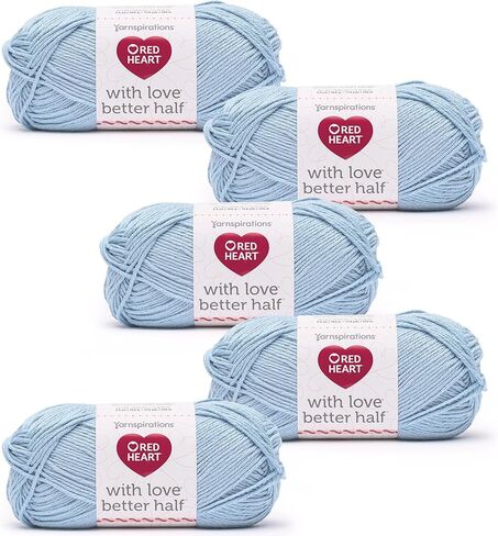 Red Heart with Love Better Half Hibiscus Yarn - 5 Pack of 100g/3.5oz - 50% Acrylic 50% Cotton - #4 Worsted (Medium) - 174 Yards - Knitting/Crochet in Kuwait