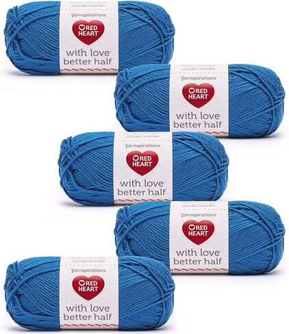 Red Heart with Love Better Half Hibiscus Yarn - 5 Pack of 100g/3.5oz - 50% Acrylic 50% Cotton - #4 Worsted (Medium) - 174 Yards - Knitting/Crochet in Kuwait