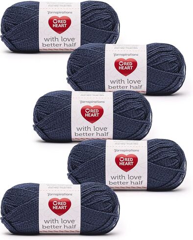 Red Heart with Love Better Half Hibiscus Yarn - 5 Pack of 100g/3.5oz - 50% Acrylic 50% Cotton - #4 Worsted (Medium) - 174 Yards - Knitting/Crochet in Kuwait