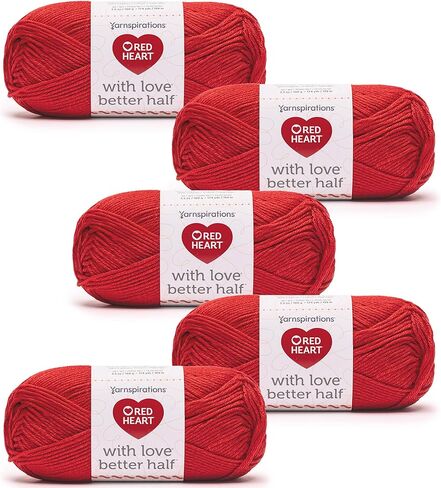 Red Heart with Love Better Half Hibiscus Yarn - 5 Pack of 100g/3.5oz - 50% Acrylic 50% Cotton - #4 Worsted (Medium) - 174 Yards - Knitting/Crochet in Kuwait