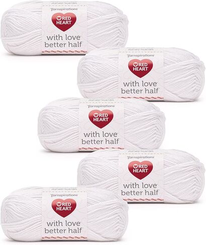 Red Heart with Love Better Half Hibiscus Yarn - 5 Pack of 100g/3.5oz - 50% Acrylic 50% Cotton - #4 Worsted (Medium) - 174 Yards - Knitting/Crochet in Kuwait