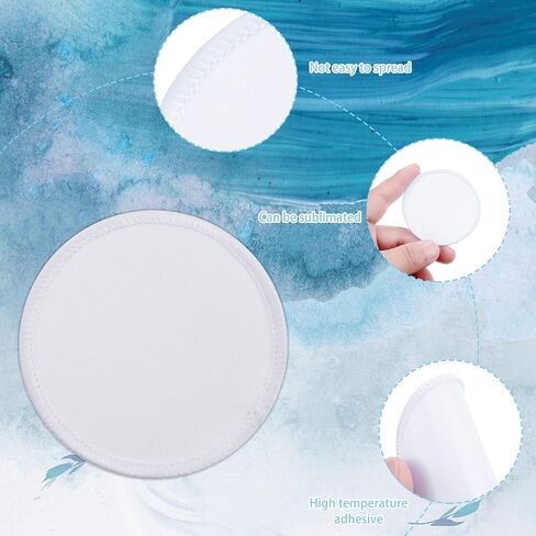 Waydress 16 Pcs Sublimation Patches for Hat Fabric Iron-on Circular Blanks Patch for Caps Clothes Uniforms Backpacks DIY Crafts Clothing Repair(White Border) in Saudi Arabia