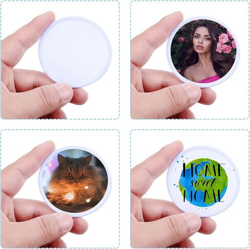 Waydress 16 Pcs Sublimation Patches for Hat Fabric Iron-on Circular Blanks Patch for Caps Clothes Uniforms Backpacks DIY Crafts Clothing Repair(White Border) in Saudi Arabia