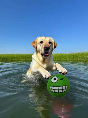 4 Pack Squeaky Balls for Dogs, 2.4 Inch Eco-Friendly Rubber Dog Squeaky Toy,Interesting Expression patternsToys for Dogs (Orange, Green, Pink, Light Blue) in Kuwait