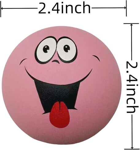 4 Pack Squeaky Balls for Dogs, 2.4 Inch Eco-Friendly Rubber Dog Squeaky Toy,Interesting Expression patternsToys for Dogs (Orange, Green, Pink, Light Blue) in Kuwait