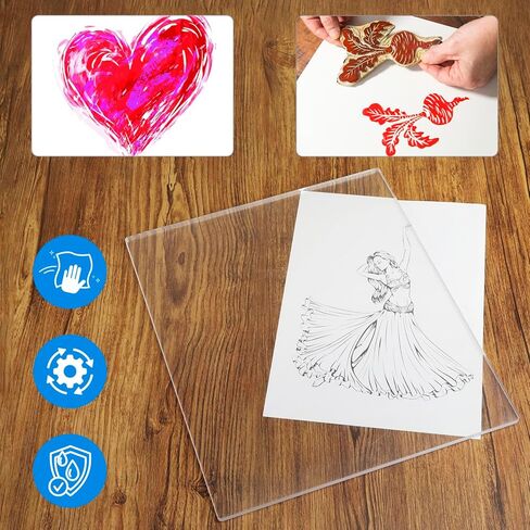 QWORK 12 x 14 Inch Gel Printing Plate 1/4 Thick Reusable Monoprinting Plate for Scrapbooking & Art Journaling – Clear Press Plate for Acrylic Paint, Fabric & Card Making Projects in Saudi Arabia