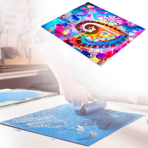 QWORK 12 x 14 Inch Gel Printing Plate 1/4 Thick Reusable Monoprinting Plate for Scrapbooking & Art Journaling – Clear Press Plate for Acrylic Paint, Fabric & Card Making Projects in Saudi Arabia