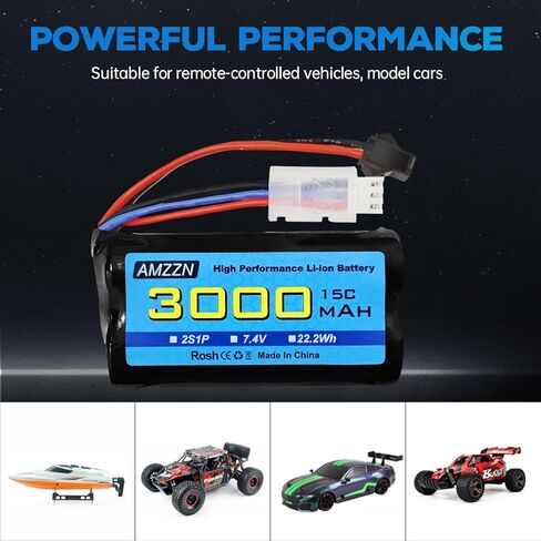 7.4V 3000mAh 15C 2S SM-2P Plug Li-ion Battery with USB Charging Cable for RC Ship, Car, Truck, Boat, Drone in Saudi Arabia