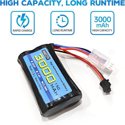 7.4V 3000mAh 15C 2S SM-2P Plug Li-ion Battery with USB Charging Cable for RC Ship, Car, Truck, Boat, Drone in Saudi Arabia