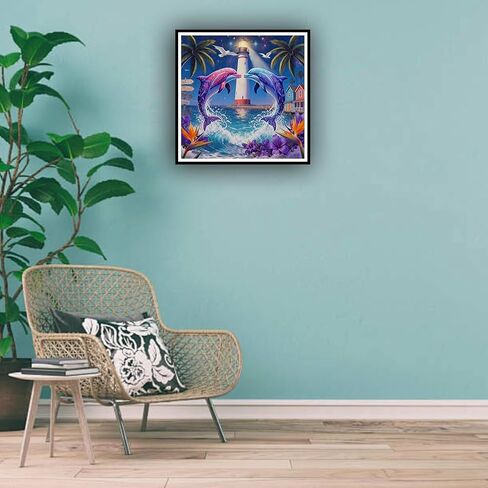 hill froeistung Colorful Dolphins Diamond Painting Kits for Adults,Seagulls Diamond Art for Beginners, 5D DIY Full Drill Round Gem Art Craft Home Wall Decor Gift 12x12 inch in Saudi Arabia
