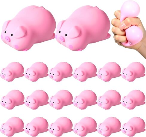 20 قطعة من الخنازير الوردية - هدايا حفلات الخنازير المضحكة لتخفيف التوتر، كرات تململ حسية للهدايا المكتبية للبالغين والنساء والرجال وحيوانات المزرعة وحفلات أعياد الميلاد وحقائب الهدايا الجيدة in Kuwait