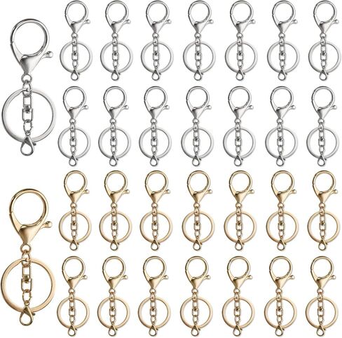 30 Pcs Lobster Claw Clasps for Keychains, Silver and Gold Keychain Clip, 360 Degree Rotating Lobster Clasp Keychain Hardware, Key Chain Hooks for DIY Jewelry Making (360-Degree Rotatable) in Saudi Arabia