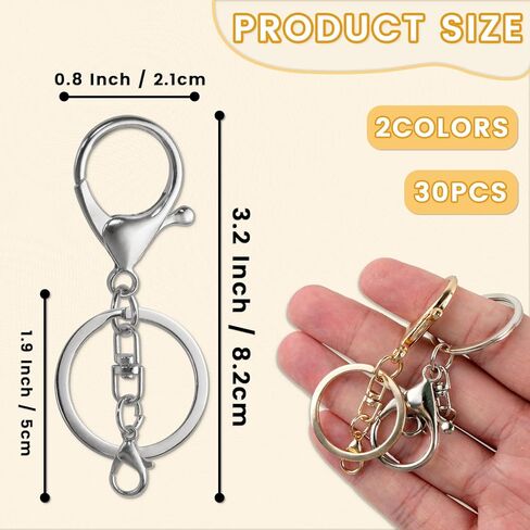 30 Pcs Lobster Claw Clasps for Keychains, Silver and Gold Keychain Clip, 360 Degree Rotating Lobster Clasp Keychain Hardware, Key Chain Hooks for DIY Jewelry Making (360-Degree Rotatable) in Kuwait