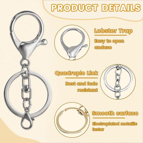 30 Pcs Lobster Claw Clasps for Keychains, Silver and Gold Keychain Clip, 360 Degree Rotating Lobster Clasp Keychain Hardware, Key Chain Hooks for DIY Jewelry Making (360-Degree Rotatable) in Kuwait
