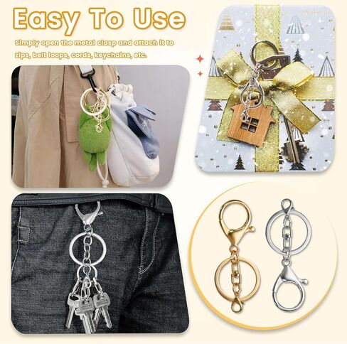 30 Pcs Lobster Claw Clasps for Keychains, Silver and Gold Keychain Clip, 360 Degree Rotating Lobster Clasp Keychain Hardware, Key Chain Hooks for DIY Jewelry Making (360-Degree Rotatable) in Kuwait