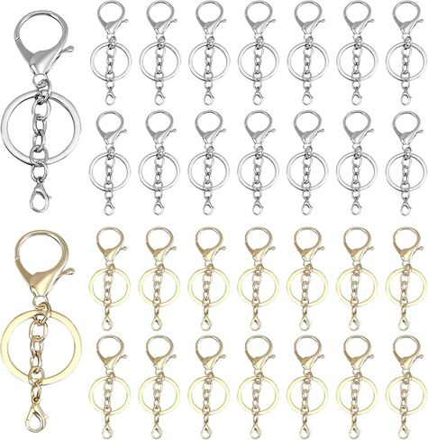 30 Pcs Lobster Claw Clasps for Keychains, Silver and Gold Keychain Clip, 360 Degree Rotating Lobster Clasp Keychain Hardware, Key Chain Hooks for DIY Jewelry Making (360-Degree Rotatable) in Saudi Arabia
