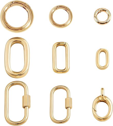 9Pcs 18K Gold Filled Oval Carabiner Clasp - Premium Gold Filled Clasp for Bracelets, DIY Jewelry Making, Repair & Upgrades, Easy Spring Mechanism, Secure Lock in Saudi Arabia