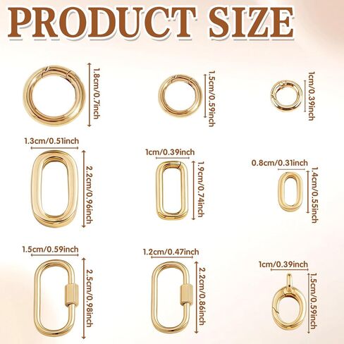 9Pcs 18K Gold Filled Oval Carabiner Clasp - Premium Gold Filled Clasp for Bracelets, DIY Jewelry Making, Repair & Upgrades, Easy Spring Mechanism, Secure Lock in Saudi Arabia