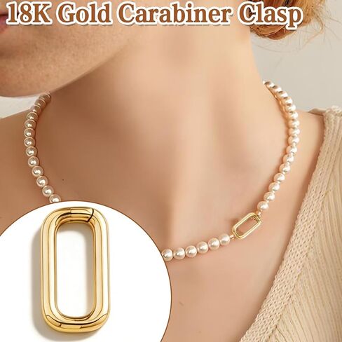9Pcs 18K Gold Filled Oval Carabiner Clasp - Premium Gold Filled Clasp for Bracelets, DIY Jewelry Making, Repair & Upgrades, Easy Spring Mechanism, Secure Lock in Saudi Arabia