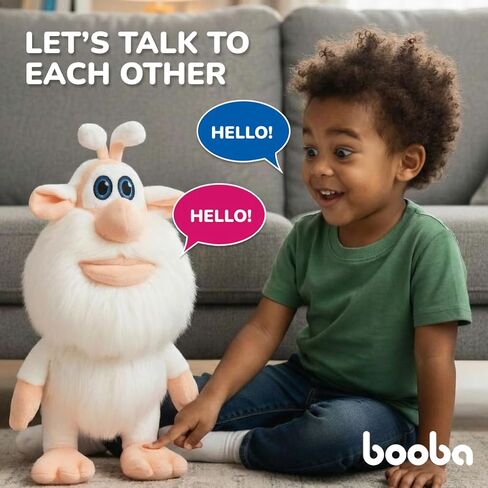 Booba Talking Plush Toy – 13.5" | Officially Licensed Interactive Plush | Soft & Cuddly Stuffed Animal | Repeats What You Say for Kids Fans in Saudi Arabia