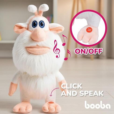 Booba Talking Plush Toy – 13.5" | Officially Licensed Interactive Plush | Soft & Cuddly Stuffed Animal | Repeats What You Say for Kids Fans in Saudi Arabia