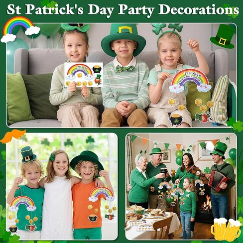 Eaasty 30 Set St. Patrick's Day Rainbow Craft Kit DIY Shamrock Coin Paper Craft Irish Leprechaun Clover Hanging Ornaments Saint Patty's Day Party Decor for Spring School Home Activity Art Project in Saudi Arabia